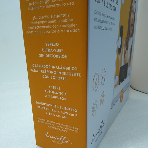 Danielle Creations Bluetooth L.E.D. Vanity Mirror Wireless Charging Hands Free - Picture 6 of 8